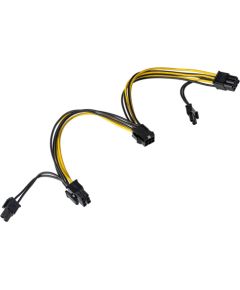 Adapteris ar kabeli Akyga AK-CA-55 PCI-E 6 pin (f) | 2x PCI-E 6+2 pin (m) 2x 15cm
