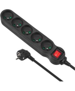 Maclean MCE185 power extension 5 m 5 AC outlet(s) Indoor Black