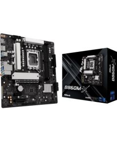 Mainboard ASROCK Intel B860 Express LGA1851 Micro-ATX Memory DDR5 Memory slots 2 1xPCI-Express 4.0 1x 1xPCI-Express 4.0 4x	 1xPCI-Express 4.0 16x 1xM.2 1xHDMI 1xDisplayPort 1xAudio-In 1xAudio-Out 1xMicrophone 2xUSB 2.0 3xUSB 3.2 1xUSB-C 1xRJ45 B860M-X