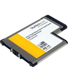 StarTech.com 2 Port Flush Mount ExpressCard 54mm SuperSpeed USB 3.0 Card Adapter with UASP - Dual Port Laptop ExpressCard USB 3 Controller (ECUSB3S254F) - USB adapter - ExpressCard - USB 3.0 x 2