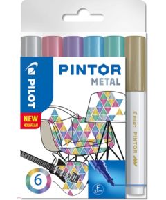 Noturīgais marķieris PILOT PINTOR METALLIC 1.0mm, konisks,  6 krāsu komplekts