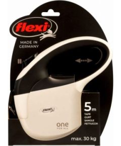 FLEXI One for All S white - black - automatic dog leash for dogs up to 30kg - 5m