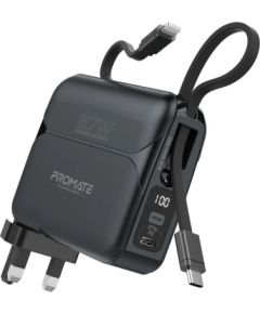 Promate PowerPack-20Pro Переносная зарядная батарея 27W / 20000mAh / USB-C PD / Lightning / 220V EU/US/UK