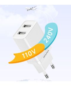Charger Awei C15-EU 10W 2xUSB-A white Telefonu lādētāji 220v