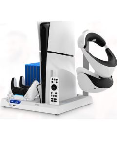iPega P5S028 Uzlādes Statīvs + Dzesēšana priekš PS5 / PS5 Slim / PS5 Pro Spēļu Kontrolieriem