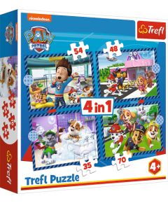 TREFL PAW PATROL Pužļu komplekts 4 in 1 Ķepa Patruļa