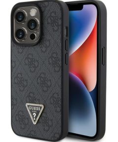 Guess PU Leather 4G Triangle Strass Case Aizsargapvalks Priekš iPhone 15 Pro