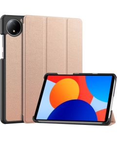 iLike Tri-Fold Plāns Eko-Ādas Statīva Maks Xiaomi Redmi Pad SE 8.7'' (2024) Rozīgi Zeltaina