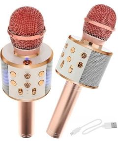 Goodbuy karaoke mikrofons ar iebūvētu Bluetooth skaļruni | 3W | aux | balss modulators | USB | Micro SD gaiši rozā