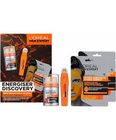 Travel Set L'Oreal Paris: Men Expert, Alcohol-Free, Hydrating and Regenerating, Day & Night, Cream, For Face, 50 ml + Men Expert, Alcohol-Free, Anti-Sweat, Deodorant Roll-On, For Men, 50 ml + Men Expert, Glycerin, Against Irritation, Shaving Foa
