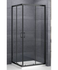 dušas stūris Sundis, 900x900 mm, h=1900, melns/caurspīdīgs stikls