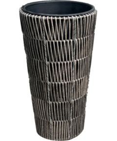 Кашпо WICKER 28х28xH60cм, пластиковое плетение, цвет: тёмно-коричневый