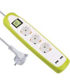 Electraline 62155 Удлинитель 3P 2xUSB  2m