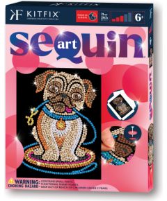 KITFIX Amatniecības komplekts Sequin Art Red spīdumiņu māksla, Mopsīte Lilija