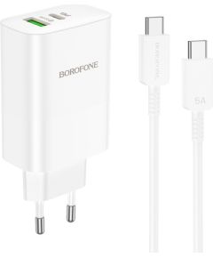 Charger Borofone BN10 65W GaN USB-C/USB-A + USB-C to USB-C cable 1.0m white