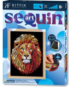 KITFIX Amatniecības komplekts Sequin Art Blue Premium spīdumiņu māksla, Lauva