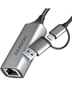 AXAGON ADE-TXCA USB-C USB3.2 Gen 1 + USB-A reduction- Gigabit Ethernet 10/100/1000 Adapter, metal, titan grey