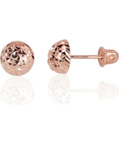 Zelta auskari-puseti ar skrūvēm #1200992(Au-R), Sarkanais Zelts 585°, 0.51 gr. Puseti ar skrūvēm