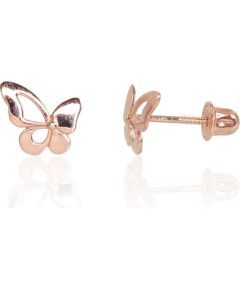 Zelta auskari-puseti ar skrūvēm #1200904(Au-R), Sarkanais Zelts 585°, 0.36 gr. Puseti ar skrūvēm