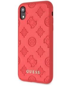 Guess Apple  iPhone XR Debossed PU Leather Hard Case Peony Red