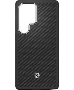 Samsung Spigen Enzo Aramīda magnēta futrālis Galaxy S25 Ultra melns un sudraba krāsā