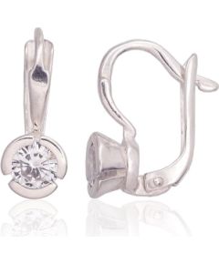 Серебряные серьги на английском замке #2203564_CZ, Серебро 925°, Цирконы, 2.4 гр.