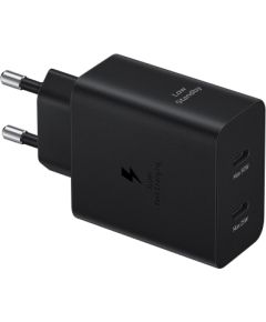 EP-T502020XBE Samsung Dual USB-C 50W ceļojumu lādētājs + USB-C datu kabelis melns