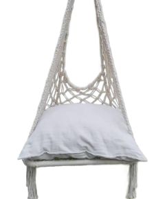 Saska Garden HAMAK AŻUROWY FOTEL WISZĄCY 60x60x120CM Z PODUSZKĄ ECRU