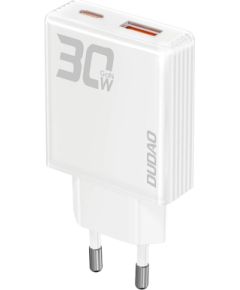 GaN Dudao A30EU 30W USB-A | USB-C lādētājs - balts