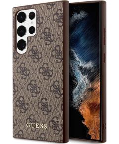 Guess GUHCS23LG4GFBR S23 Ultra S918 brązowy|brown hard case 4G Metal Gold Logo