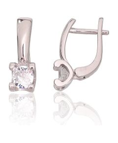 Серебряные серьги на английском замке #2204271(PRh-Gr)_CZ, Серебро 925°, родий (покрытие), Цирконы, 2.5 гр.