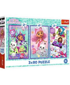 TREFL GABBY´S DOLLHOUSE Pužļu komplekts Gabijas krāsainās dienas, 3x80 gab.