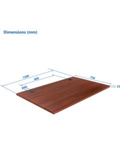 Laminated particle board Table top Up Up, dark walnut 1500x750x25mm (SPEC)