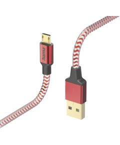 Hama 00201556 Reflective Charging Cable, USB-A - Micro-USB 1.5m Nylon red