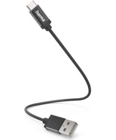 Hama 00201600 Charging Cable, USB-A - USB-C 0.2m Nylon black