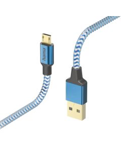 Hama 00201555 Reflective Charging Cable, USB-A - Micro-USB 1.5m Nylon blue