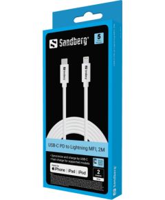 Sandberg 136-59 USB-C PD to Lightning MFI cable, 2M