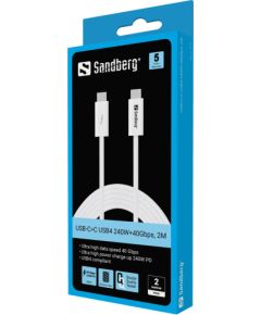 Sandberg 136-57 USB-C 240W PD 40Gbps 2m USB Cable