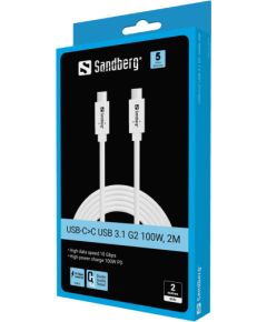 Sandberg 136-54 USB-C to USB-C USB 3.1 Gen2 PD 100W cable, 2M