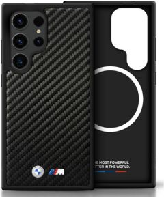 BMW Leather Carbon MagSafe Aizsargapvalks Priekš Samsung Galaxy S25 Ultra