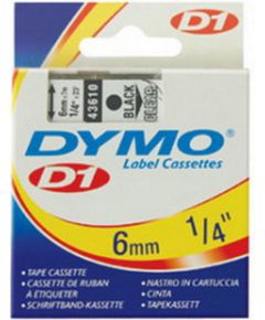Marķēšanas lente DYMO D1, 6 mm x 7 m, melni burti uz balta fona
