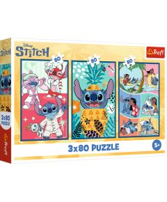TREFL DISNEY STITCH Pužļu komplekts Stitch pasaule, 3x80 gab.