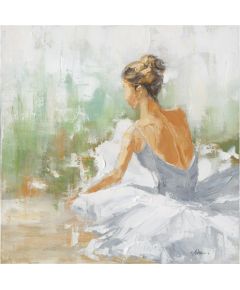 Eļļas glezna 80x80cm, dejotāja baltā krāsā