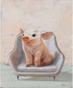 Oil painting 60x80cm, piggy in the chair