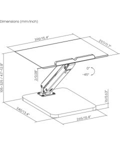 Maclean desk stand for monitor or laptop, gas spring, for standing and sitting work, black, MC-493