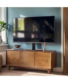 Maclean MC-386 Universal TV Stand Base for Cabinet Dresser Table Desk 32" - 75" 40kg VESA 35° Rotating Temepred Glass Adjustable TV Height Powder Coating