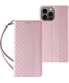 Hurtel   Magnet Strap Case iPhone 14 Case Flip Wallet Mini Lanyard Stand Pink