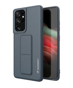Wozinsky -  Wozinsky Kickstand Case silicone stand cover for Samsung Galaxy S21 Ultra 5G navy blue