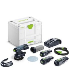 Ekscentra slīpmašīna Festool ETSC 125 3,0 I-Set; 18 V; 2x3,0 Ah akum.