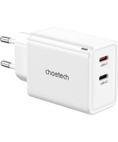Choetech PD6013, GaN, 2x USB-C, PD65W network charger (white)